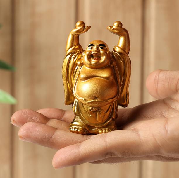 sculpmart Laughing Buddha For Money And Good Luck Small Size For Home Decor And Gifting Decorative Showpiece  -  7 cm