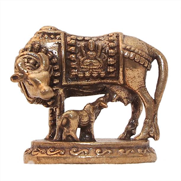 Kalarambh Brass Cow And Calf Statue Decorative Showpiece  -  2.54 cm