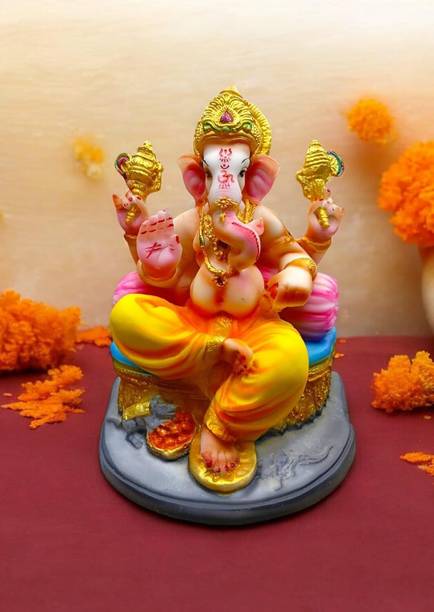 Hanu Collections Beautiful God Ganesha Idol for Gift & Home Entrance (15Lx11Wx20H CM) Marble Dust Decorative Showpiece  -  20 cm