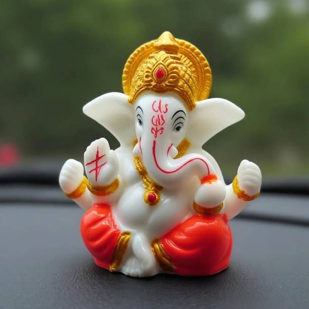 SVGG DECORS Handcrafted Ganesh Idol for Car Dashboard | Show Pieces & Home Décor Statue Decorative Showpiece  -  6 cm