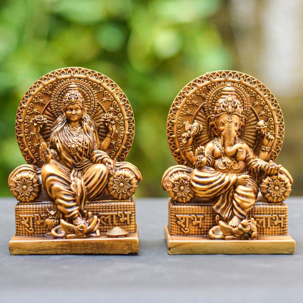 artveer Laxmi Ganesha Set Murti for Puja Room Decorative Showpiece  -  10.16 cm