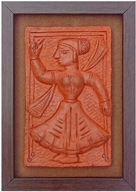 Laal Mati Art And Craft Artistic Terracotta Wall Art of Radha | Ethnic Indian Decorative Showpiece  -  22 cm