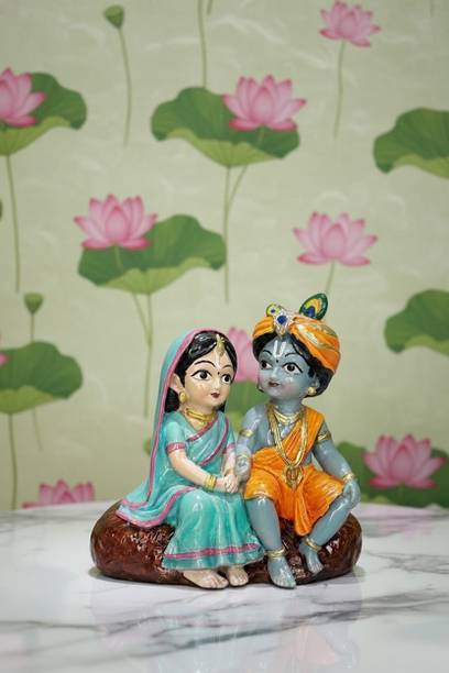 Decorhere Bal Radha Krishna Idol for Home Temple, Car Dashboard & Gifting Decorative Showpiece  -  10 cm