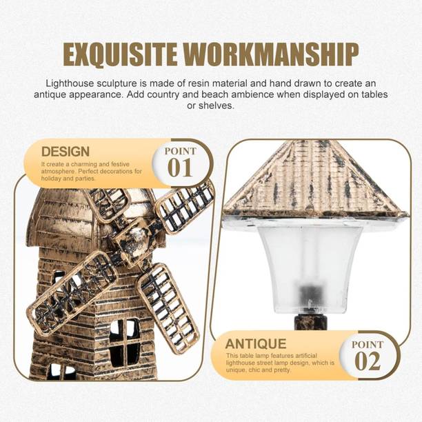 ZEBIFY Windmill Lighthouse Decorative Showpiece  -  14 cm