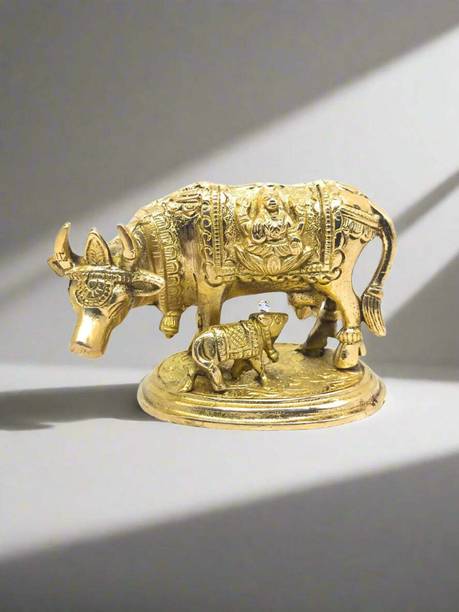 Nyra brass kaamdhenu cow Decorative Showpiece  -  7 cm
