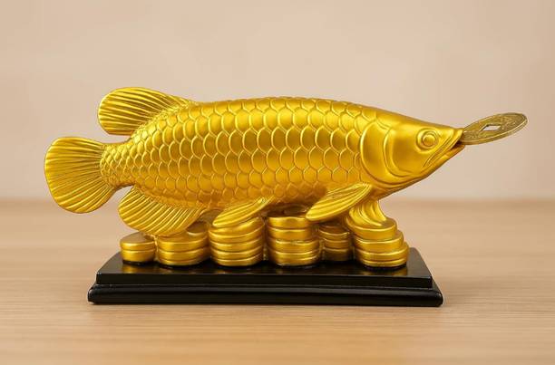 Aradhna Uphar Feng Shui Money Magnet Fish Idol with Free Lucky Coin Decorative Showpiece  -  7 cm
