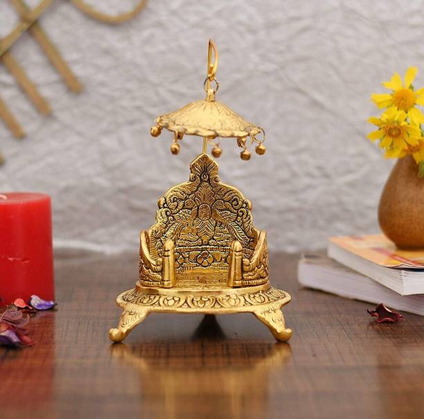 EliteTouch Brass Metal Golden Singhasan for All God Idols, Laddu Gopal ji Singhasan Decorative Showpiece  -  18 cm