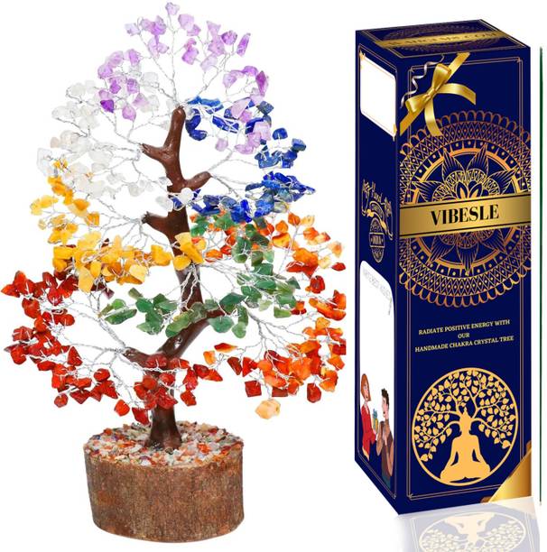 VIBESLE Seven Chakra Gemstone Tree Feng Shui Figurine Money Bonsai Decorative Showpiece  -  25 cm