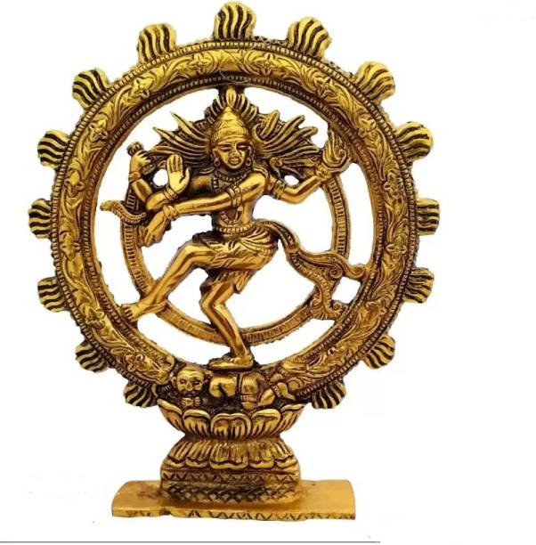 SKSM METAL HANDCARVED ANTIQUE GOLD FINISH Natraj Statue | Lord Shiva Dancing Natraj Decorative Showpiece  -  19 cm