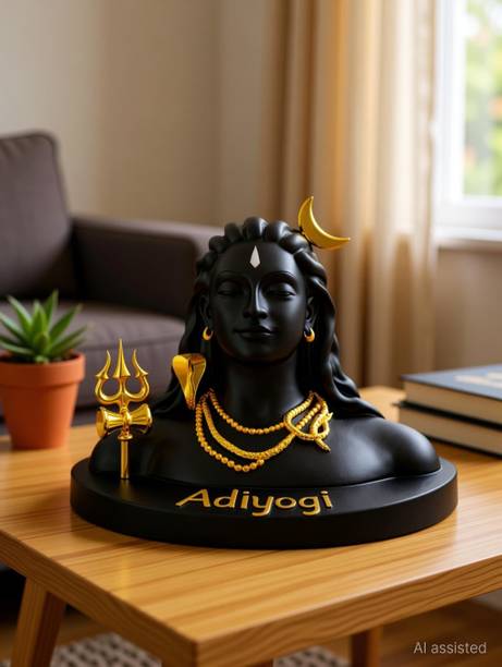 SHRI KHATUSHYAM CREATION Adiyogi Shiva Idol For Car Dashbord Decorative Showpiece  -  9.5 cm