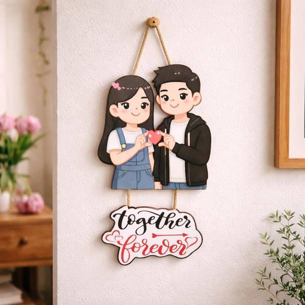 Shivmaan Art Wall Decoration Items, Hanging Together Forever Wooden Showpiece