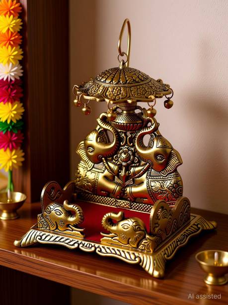 Chhariya Crafts Metal Krishna Sihasan, Laddu Gopal Singhasan for Home and Office Metal Home Temple Decorative Showpiece  -  18 cm
