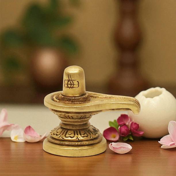 SHANTI Brass Shivling For Home, Pooja Room, Office Decorative Showpiece  -  4.5 cm