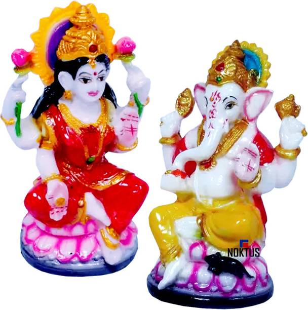 NOKTUS HOME DECOR Lakshmi Ganesha Idol / Laxmi Ganesh ji murti set/ Home & Office Decor Decorative Showpiece  -  12 cm