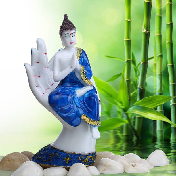GW Creations Graceful Golden Handcrafted Buddha|Lord Gautam Buddha sitting om hand| Statue of Buddha on hand| Meditating Buddha in hand| Buddha hand in Meditating Position| Statue for Home Decor| Hand Made Buddha| Buddha idol for home| Buddha Statue| Corner Showpiece for Drawing Room| Big Showpiece for living room| Buddha Statue in marble| Idol of God| You must like it go for it, see the reviews Decorative Showpiece  -  28 cm