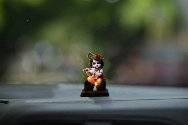 Adhvik Mdf Cutout Bal Krishna/kahna/kanhaiya 2d Wooden Sticker Car Dashboard God Stand Decorative Showpiece  -  10 cm