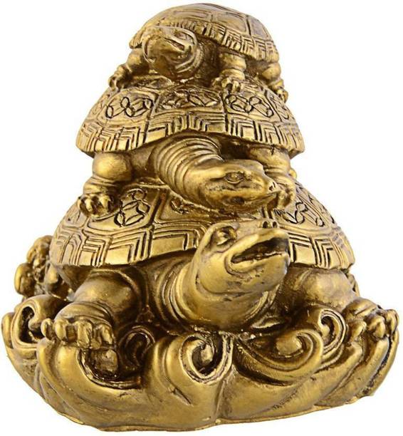 Gifts By Meeta Vastu Fengshui 3 Tier Tortoise for Longevity, Love & Harmony of Family Decorative Showpiece  -  7 cm