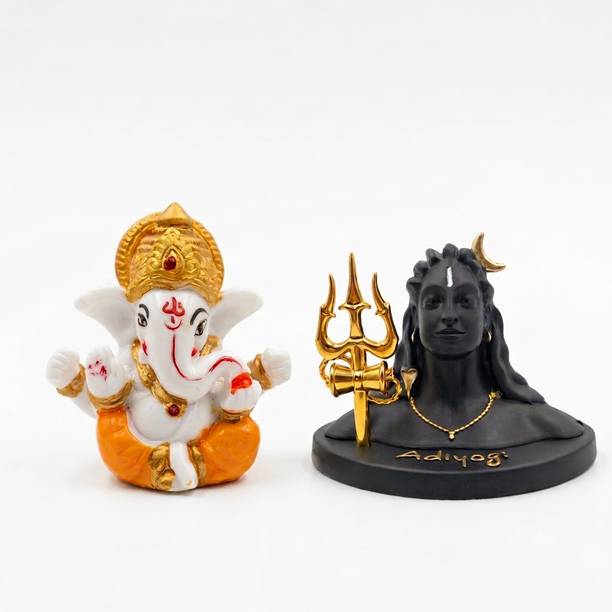 Murtiva decor Ganpati & Adiyogi Murti Ganesha Idols Car Dashboard God Idol Home Decor Decorative Showpiece - 7.5 cm
