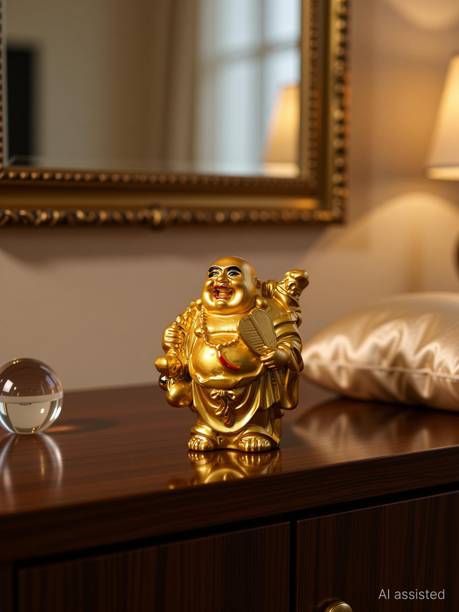 sculpmart Laughing Buddha For Money And Good Luck Small Size For Home Decor And Gifting Decorative Showpiece - 7 cm