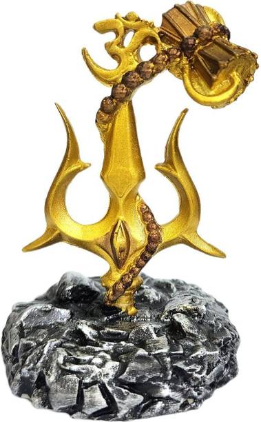 upharkaro OM Trishul with Damru and Rudraksh Mala Statue for Car Dashboard Decorative Showpiece  -  10 cm