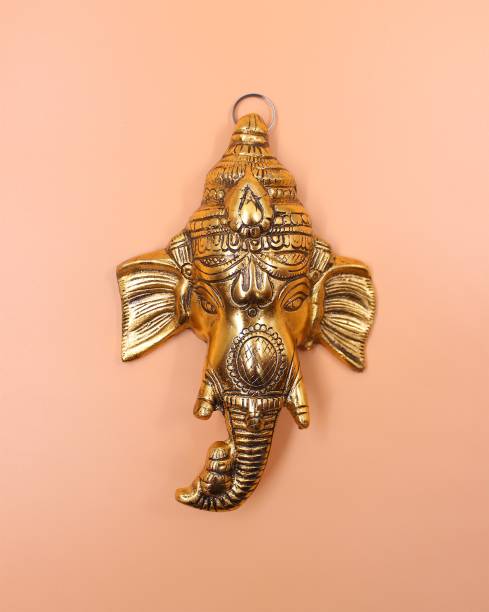 WORLDOFCRAFT Metal wall hanging Ganesh Ji Statue| Religious Idol For Home Decor Gifts Decorative Showpiece  -  18 cm