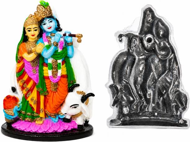 Reyanshratan RADHA KRISHNA with Cow plastic Decorative Showpiece  -  19 cm