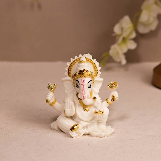 Art Street Ganesh Ji Statue Showpiece Idol, Crafted from Resin Ganesh Ji Murti For Home Decorative Showpiece  -  7 cm
