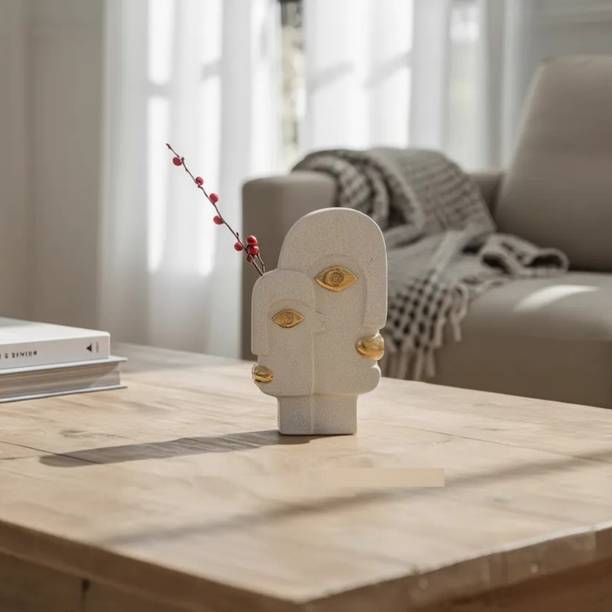 HOUSOPIA Dual Face Vase with Golden Accents | Living Room, Bedroom & Office Table Decorative Showpiece  -  25.5 cm