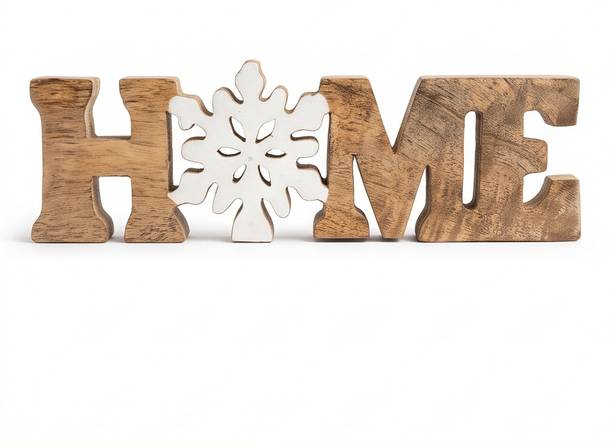 Vrikri Wooden HOME Sign Letter Block Tabletop Decor Showpiece Decorative Showpiece  -  6.5 cm