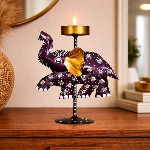 BOSCO Handicrafted Elephant Tealight Candle Holder Decorative Showpiece  -  16 cm