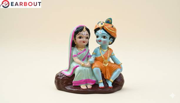 EEARBOUT Radha Krishna Sitting Statue Decorative Showpiece for Pooja & Home Décor12 Decorative Showpiece  -  4.5 cm