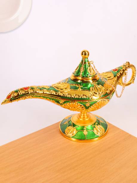 Elegant Lifestyle Vintage Aladdin Chirag Lamp, Luxurious Metal Jewelry Box Gift for Birthday Home Decorative Showpiece  -  12 cm