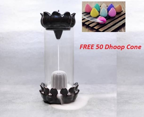 reeldot New Shiva Smoke Backflow Cone Incense Glass Shivling With 50 Free Smoke Cone डेकोरेटिव शोपीस  -  21 cm