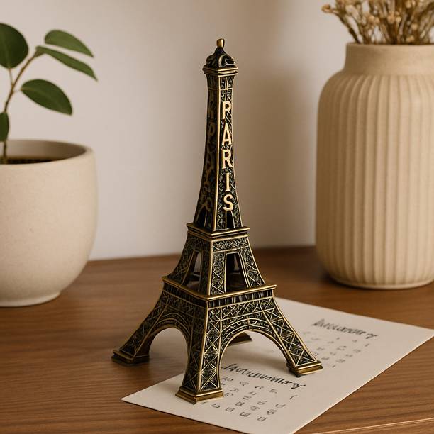 SVGG DECORS Metal Eiffel Tower Showpiece Antique Paris Statue for Home Decor & Gift Decorative Showpiece  -  18 cm