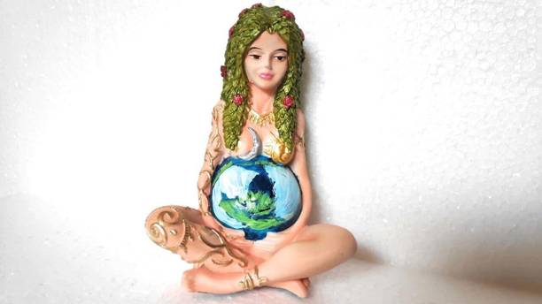 Natures Bounty Decorative Figurine Mother Gaia Earth Figurine Mother Earth Statue Resin Decorative Showpiece  -  9 cm