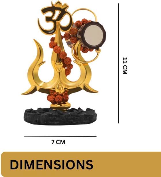 Tinyshiny Trishul With Dhamru Statue For Car Deshboard Office Home Living Pooja Gift Decorative Showpiece  -  11 cm