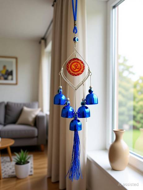 Spiricon Nazar Battu Evil Eye Hanging Pendant Blue Metal Amulet for Good Luck Decorative Showpiece  -  30 cm