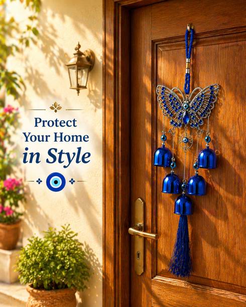 Petals & pines Butterfly Evil Eye wind chimes vastu wall hanging for Main Door, Office, Car Decorative Showpiece  -  30 cm