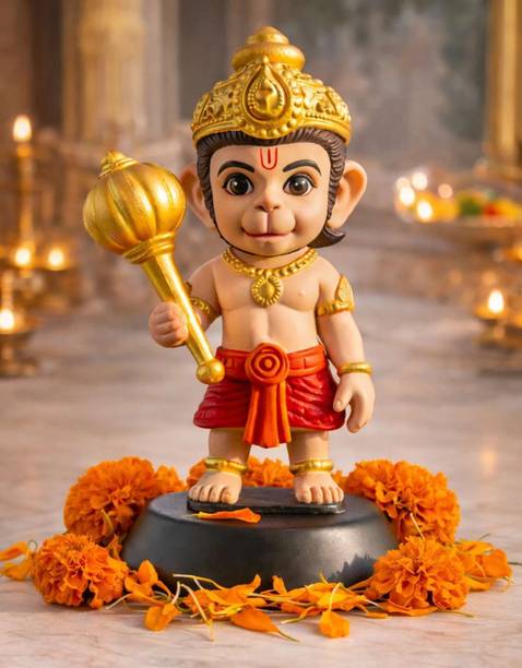 Jyotshika Cute Lord Hanuman Idol for Car Dashboard, Home & Office Decor Decorative Showpiece  -  9.5 cm