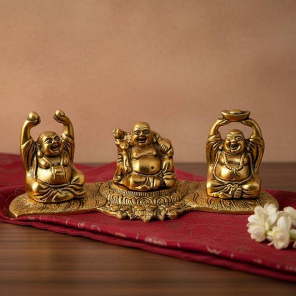 RUHVANA Laughing Buddha Statue Set Symbol of Happiness & Prosperity Decorative Showpiece  -  7 cm