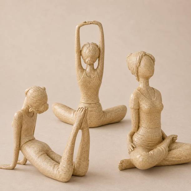 MEERUT HANDICRAFTS Yoga Figurine Set Resin Decorative Showpiece Gift for Women Home Decor Decorative Showpiece  -  20 cm