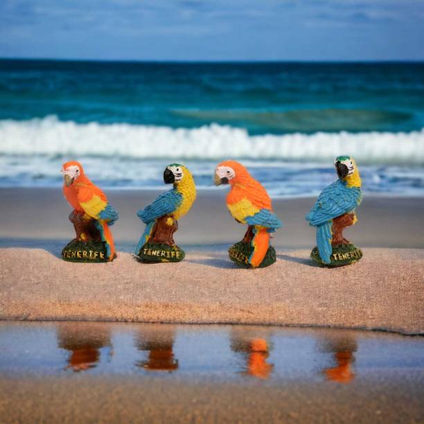 Chocozone Pack of 4 Parrot Miniatures Showpiece Home Decor Items Landscape Decoration डेकोरेटिव शोपीस  -  7 cm