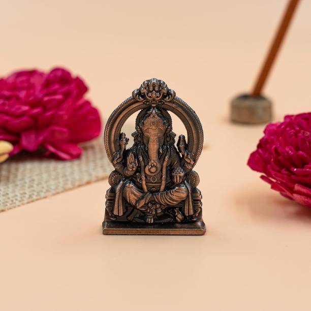 P. R. PRINTS Ganesha Idol for Car Dashboard & Home Temple (Copper) Decorative Showpiece  -  6 cm
