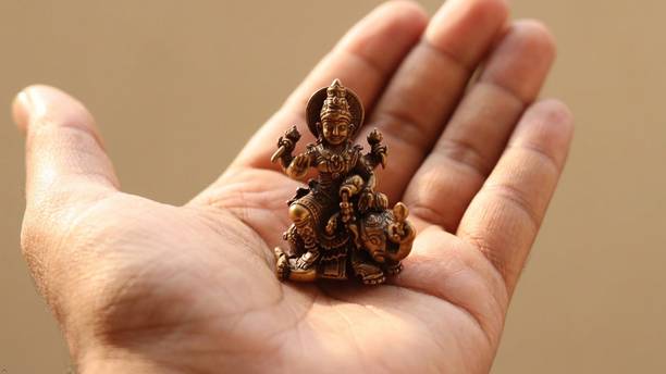 HEENA HOME DECOR Brass Miniature Gajalakshmi Idol 3 cm height Decorative Showpiece  -  3 cm