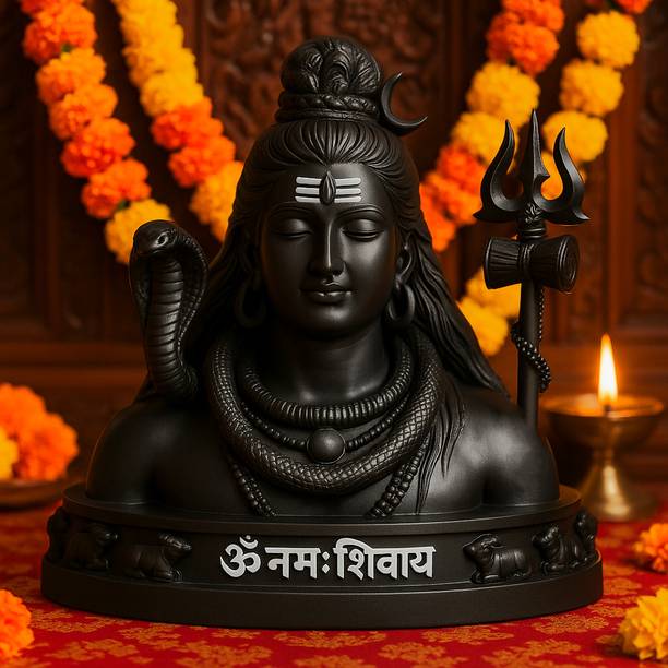 NIHARIKA HANDICRAFT Adiyogi Shiva Idol with Trishul – Mahadev Murti for Home and Car Dashboard Decorative Showpiece  -  9 cm