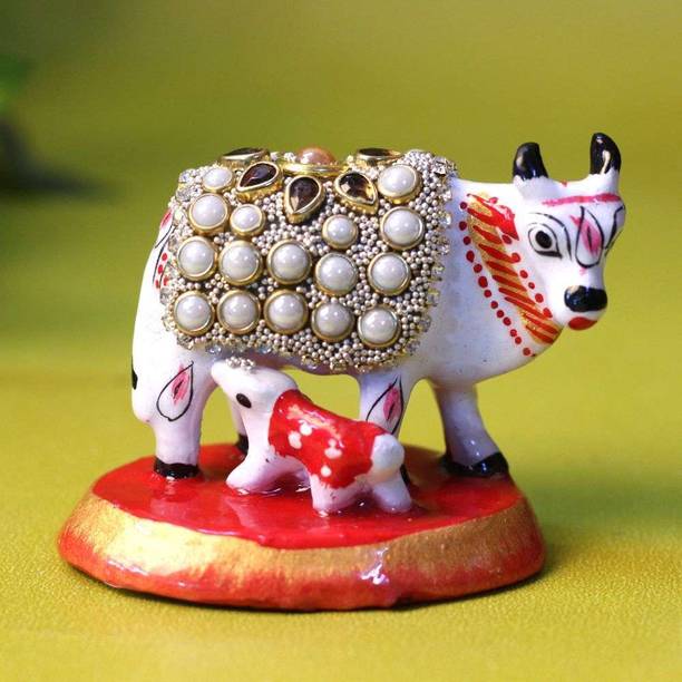 Hastquest HASTQUEST Metal Stone Cow with Baby Showpiece Decor Decorative Showpiece  -  5 cm