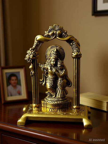 RED DRAGON Brass Radha Krishna statue / Brass Showpiece / Radha Krishna Murti / Krishna Murti / Radha Krishna Idol / Radha Krishna Showpiece / God Idols Decorative Showpiece - 18 cm