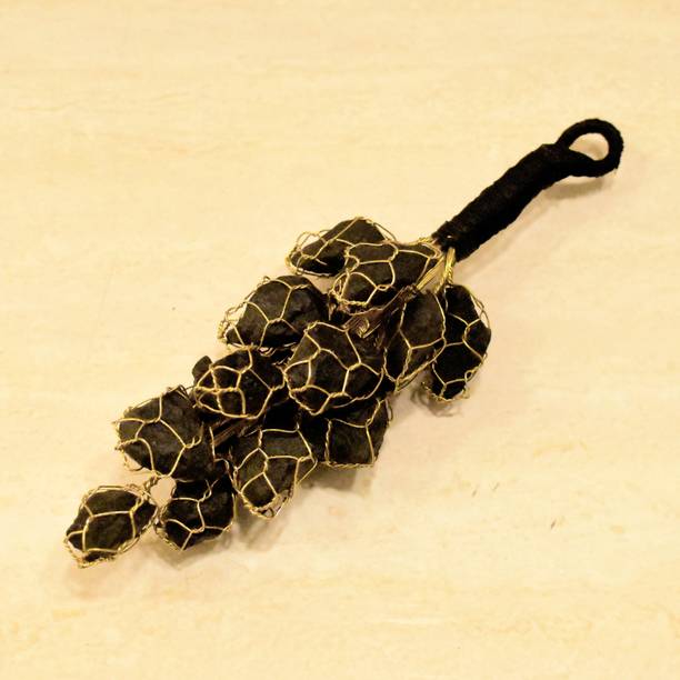 Maureen Black Tourmaline Rough Chunks Vaastu Door Hanging for Protection from Negative Energy & Evil Eyes Decorative Showpiece  -  20 cm