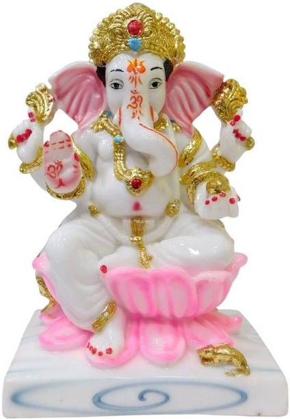 krishnagallery1 White Ganesh Murti Home Temple Decorative Showpiece  -  17 cm