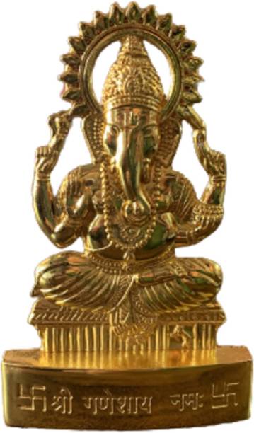 Gupangam Ganesh Ji idol 11cm(Brass,Golden)for Home/Temple/Pooja Decorative Showpiece  -  11 cm